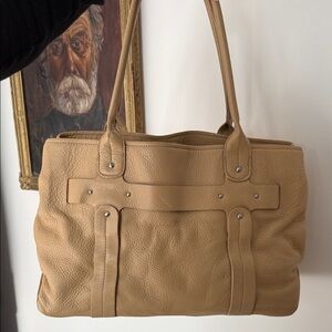 Tan Leather danier Tote Bag
